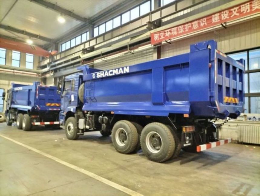 SHACMAN U-Cargo Box Dump Truck 6x4 H3000 380 EuroII Blue Tipper کابین استاندارد 12.00R20 لاستیک