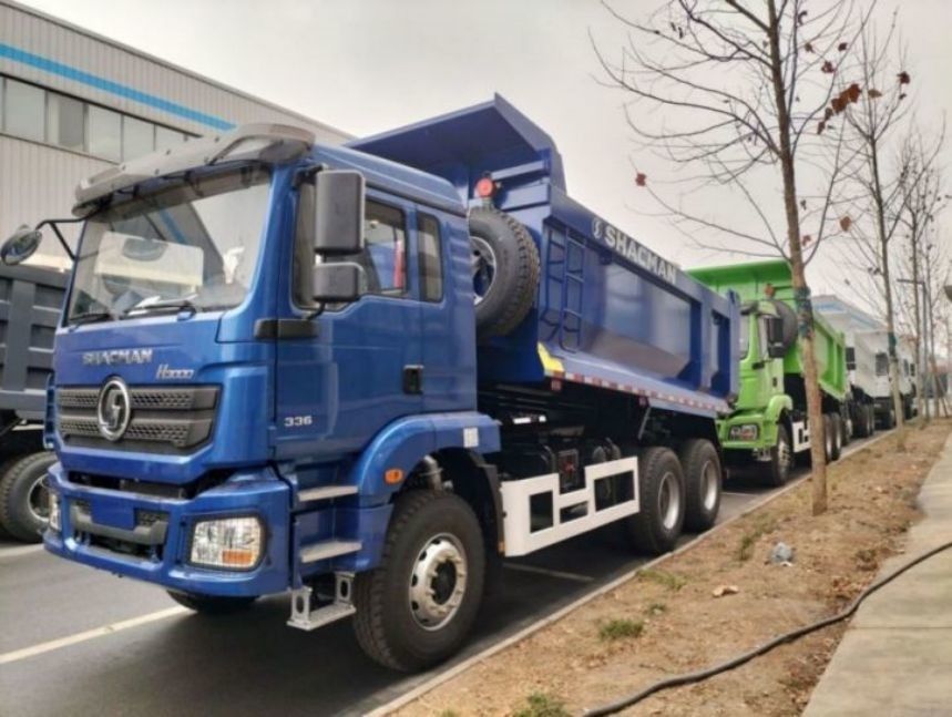 SHACMAN U-Cargo Box Dump Truck 6x4 H3000 380 EuroII Blue Tipper کابین استاندارد 12.00R20 لاستیک