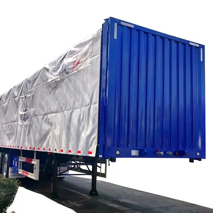CIMC Side Curtain Semi Trailer 3 محور وانت نوع جعبه نیمه تریلر برای حمل بار پالت