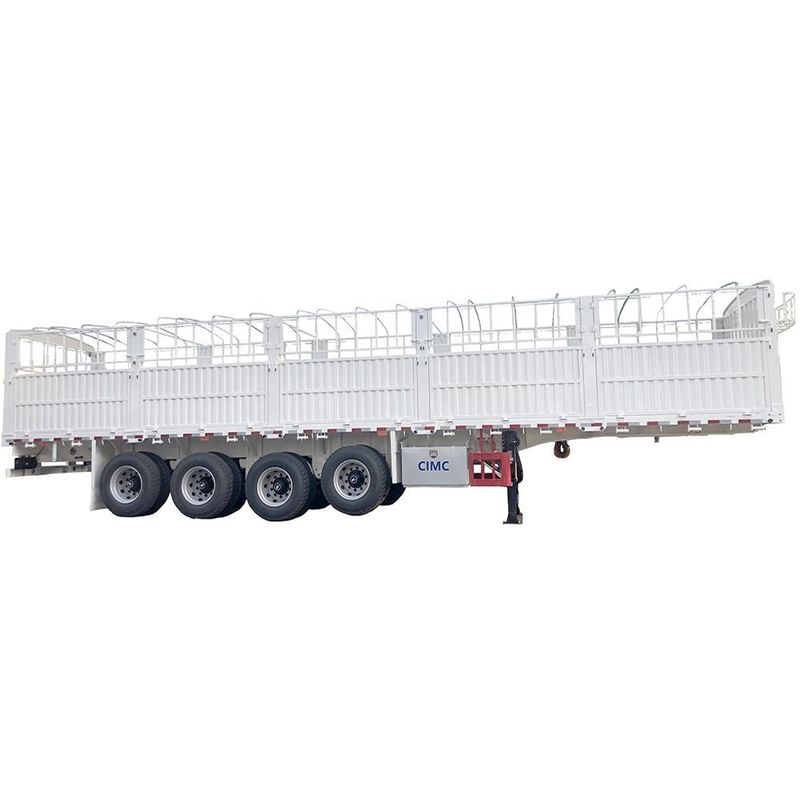 CIMC 3 / 4 محور حصار نیمه تریلر 60 70 تن حصار بار کامیون SHACMAN